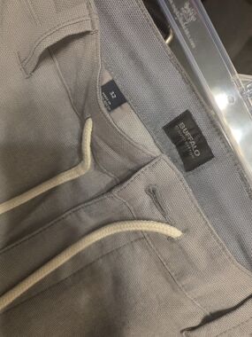 Buffalo David Bitton Light Gray Linen-Blend Drawstring Pants